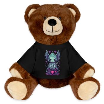 Gothic Ghoul Kawaii Love Monster Pastel Design - MiniFeet® RecycelBär® Braun - Schwarz - Vorne