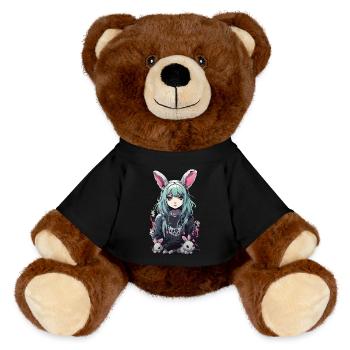 Anime Bunny gothique e-Girl Vintage Design - Nounours RecycelBär® marron - noir - Devant