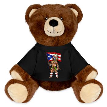 Puerto Rico Boricua Krieger - MiniFeet® RecycelBär® Braun - Schwarz - Vorne