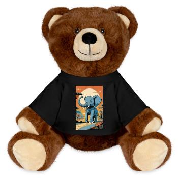 Elephant | Wild Animal | Africa | Children's motifs - MiniFeet® RecycelBär® Teddy Bear Brown - black - Front