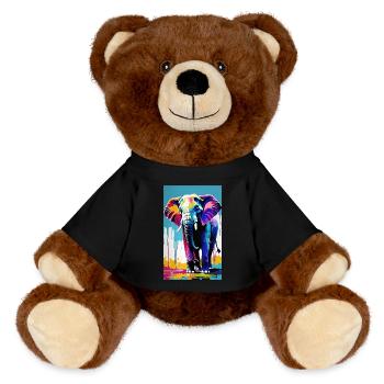 Elephant | Wild Animal | Africa | Children's motifs - MiniFeet® RecycelBär® Teddy Bear Brown - black - Front