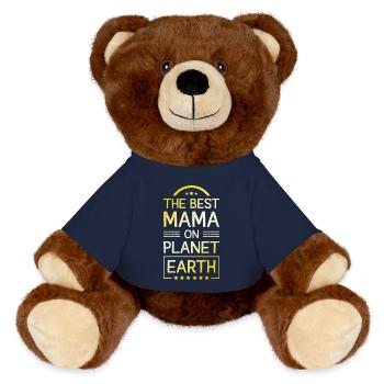 Beste Mama Spruch Mutter Mom - MiniFeet® RecycelBär® Braun - French Navy - Vorne