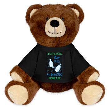 Plastic in the Ocean - Pollution - MiniFeet® RecycelBär® Teddy Bear Brown - black - Front
