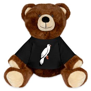 Vogel sitzt süß Käfig Ast Haustier lieber Papagei - MiniFeet® RecycelBär® Braun - Schwarz - Vorne