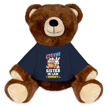 Frohe Ostern Süßer Osterhase Eiersuche Ostereier - MiniFeet® RecycelBär® Braun - French Navy - Vorne