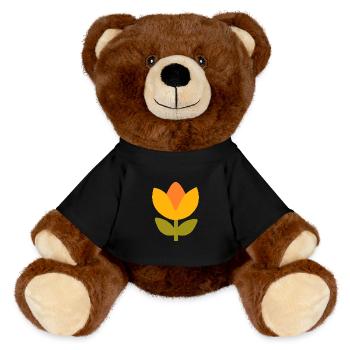 70s Flower Yellow Pattern Retro - MiniFeet® RecycelBär® Teddy Bear Brown - black - Front