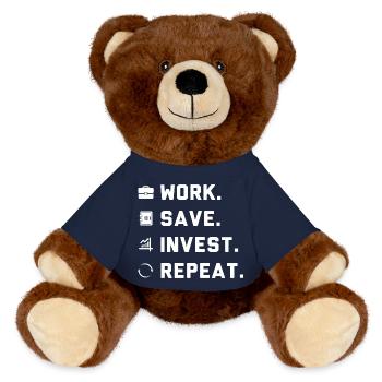 Work. Save. Invest. Repeat. - MiniFeet® RecycelBär® Teddy Bear Brown - french navy - Front