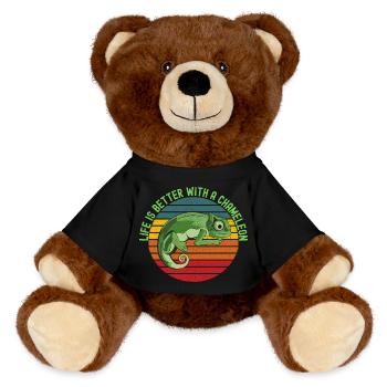 Life’s Better with a Chameleon - MiniFeet® RecycelBär® Teddy Bear Brown - black - Front