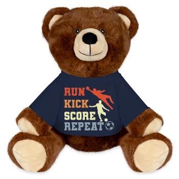Routine de joueur de football - Nounours RecycelBär® marron - bleu marine - Devant