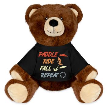 Paddel Surfe Falle Wiederhole - MiniFeet® RecycelBär® Braun - Schwarz - Vorne