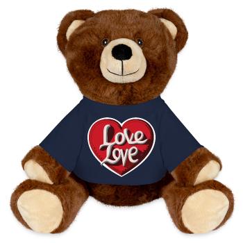 L’Amour Éternel : Le Cœur de l’AMOUR - Nounours RecycelBär® marron - bleu marine - Devant