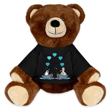 Möwen Möwe Liebe Herz Valentin Seemann Boot - MiniFeet® RecycelBär® Braun - Schwarz - Vorne