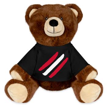 Austria Flag - Style Stripes - MiniFeet® RecycelBär® Teddy Bear Brown - black - Front