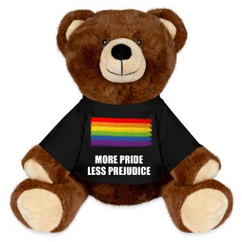 Mehr Stolz, weniger Vorurteile LGBTQ - MiniFeet® RecycelBär® Braun - Schwarz - Vorne