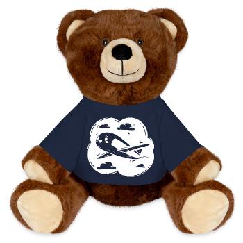 Propeller Plane Drawing - MiniFeet® RecycelBär® Teddy Bear Brown - french navy - Front
