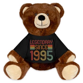 Legendär seit 1995, Retro, Geburtstag - MiniFeet® RecycelBär® Braun - Schwarz - Vorne