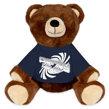 3D Sound Waves Font Design - MiniFeet® RecycelBär® Teddy Bear Brown - french navy - Front