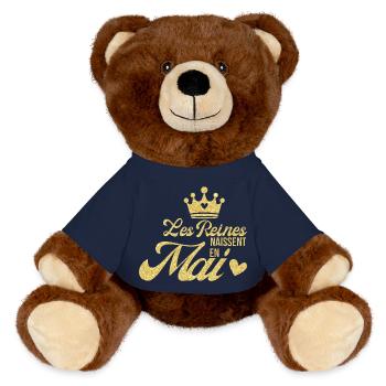 Königinnen werden im Mai mit goldenem Glitzer geboren - MiniFeet® RecycelBär® Braun - French Navy - Vorne