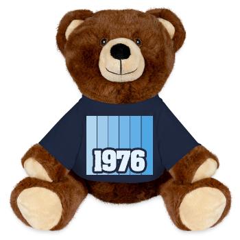 Born in 1976 - MiniFeet® RecycelBär® Teddy Bear Brown - french navy - Front