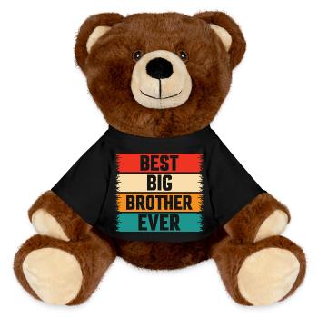 The Best Big Brother Ever! Best Big Brother Ever - MiniFeet® RecycelBär® Teddy Bear Brown - black - Front