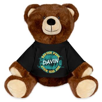 Dad Father Father's Day Birth First name Davin - MiniFeet® RecycelBär® Teddy Bear Brown - black - Front
