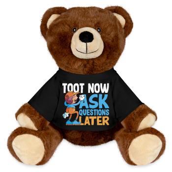 Public Fart Funny Inappropriate - MiniFeet® RecycelBär® Teddy Bear Brown - black - Front