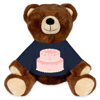 Pastellfarbener Rosenkuchen mit Girlanden - MiniFeet® RecycelBär® Braun - French Navy - Vorne