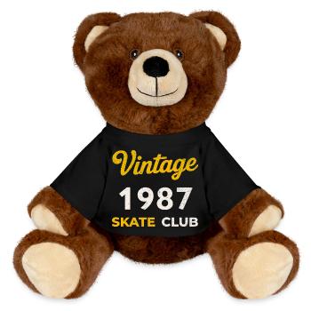 Vintage 1987 Skate Club Retro Geburtsjahr Geschenk - MiniFeet® RecycelBär® Braun - Schwarz - Vorne