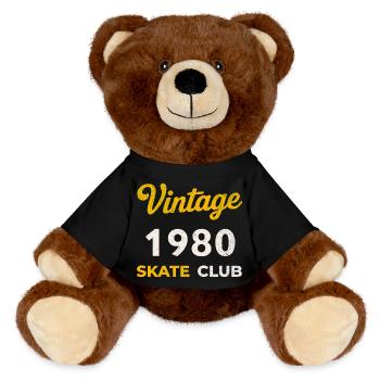 Vintage 1980 Skate Club Retro Geburtsjahr Geschenk - MiniFeet® RecycelBär® Braun - Schwarz - Vorne