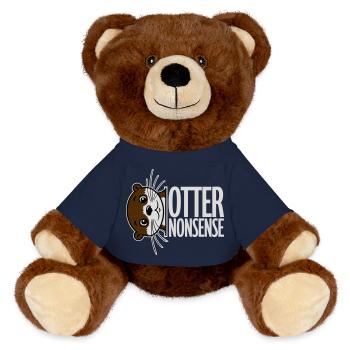 N’importe quoi de loutre, jeu de mots drôle, expression d’amour de la loutre - Nounours RecycelBär® marron - bleu marine - Devant