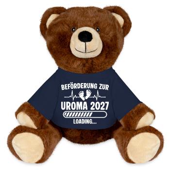 Annonce de la grossesse Arrière-grand-mère enceinte 2027 - Nounours RecycelBär® marron - bleu marine - Devant
