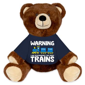 Spontaneous Train Talk Tee - MiniFeet® RecycelBär® Teddy Bear Brown - french navy - Front