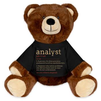 Analyst Blueprint Typography - MiniFeet® RecycelBär® Teddy Bear Brown - black - Front