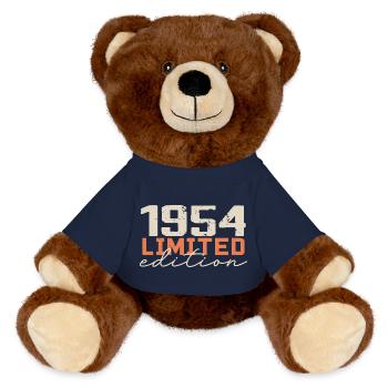 Né en 1954 | Vintage 1954 Anniversaire Rétro - Nounours RecycelBär® marron - bleu marine - Devant