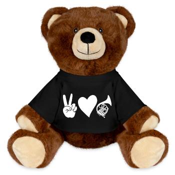 Hornist Waldhorn - MiniFeet® RecycelBär® Braun - Schwarz - Vorne