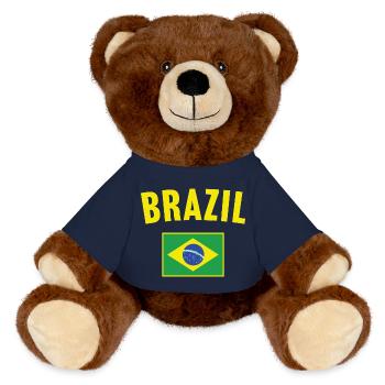 Brazil Flag - MiniFeet® RecycelBär® Teddy Bear Brown - french navy - Front