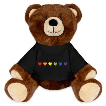 Coeurs de fierté arc-en-ciel - Nounours RecycelBär® marron - noir - Devant