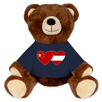 Chine Autriche Drapeau Coeur - Nounours RecycelBär® marron - bleu marine - Devant