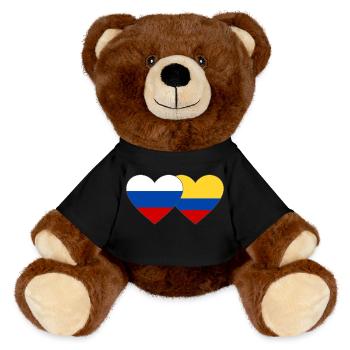 Russia Colombia Flag Heart - MiniFeet® RecycelBär® Teddy Bear Brown - black - Front