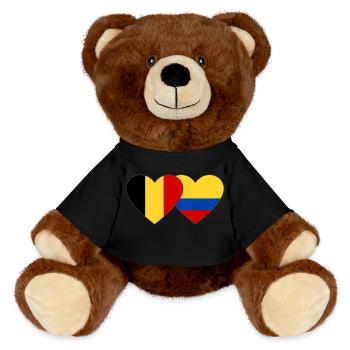 Belgium Colombia Flag Heart - MiniFeet® RecycelBär® Teddy Bear Brown - black - Front