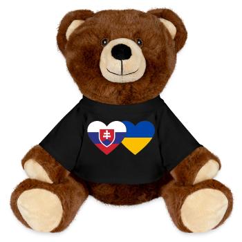 Slowakei Ukraine Flagge Herz - MiniFeet® RecycelBär® Braun - Schwarz - Vorne