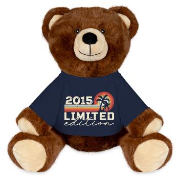 Jahrgang 2015 Retro 2015 Jubiläumsgeschenk - MiniFeet® RecycelBär® Braun - French Navy - Vorne