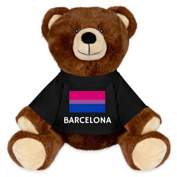 Bi Pride Flagge Barcelona - MiniFeet® RecycelBär® Braun - Schwarz - Vorne