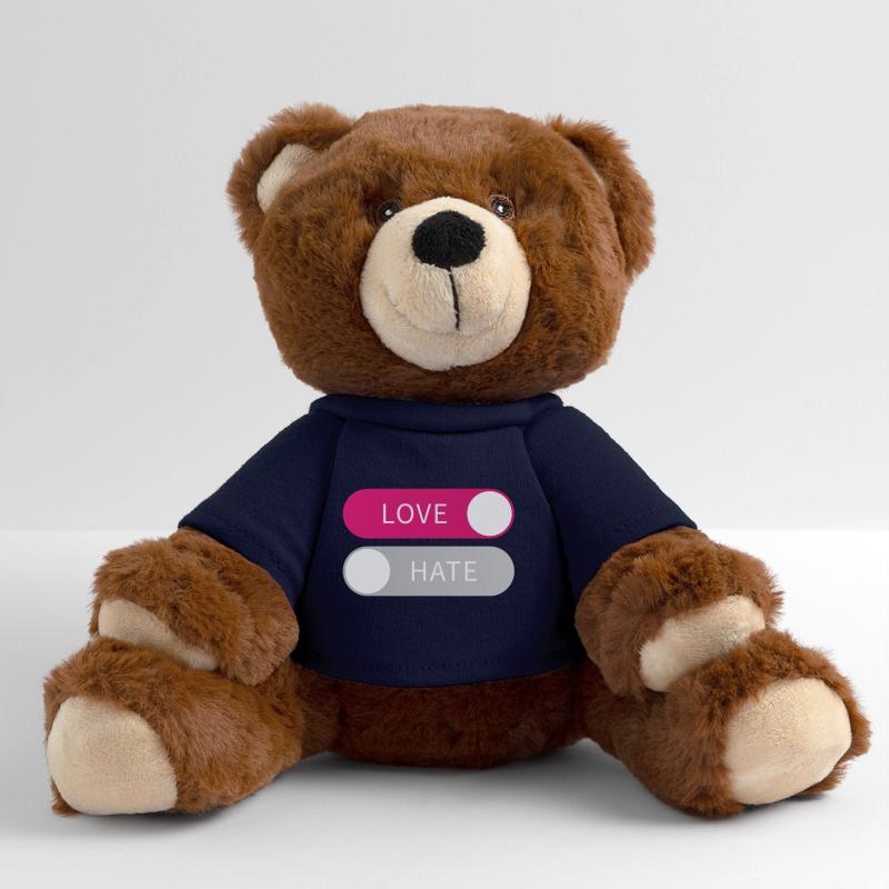 Love On Hate Off Button Liebe an Hass aus Geschenk Nounours RecycelBär® marron