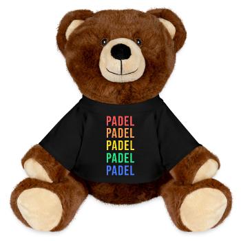 Padelspiel Tennis Padel Spruch Spieler Freizeit - MiniFeet® RecycelBär® Braun - Schwarz - Vorne