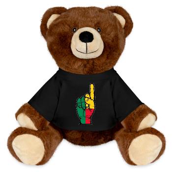 Drapeau du Bénin numéro 1 utilisé - Nounours RecycelBär® marron - noir - Devant