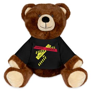 danger - MiniFeet® RecycelBär® Teddy Bear Brown - black - Front