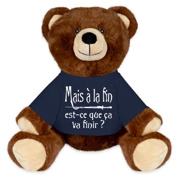 Mais à la fin, est-ce que ça va finir ? citation - Nounours RecycelBär® marron - bleu marine - Devant