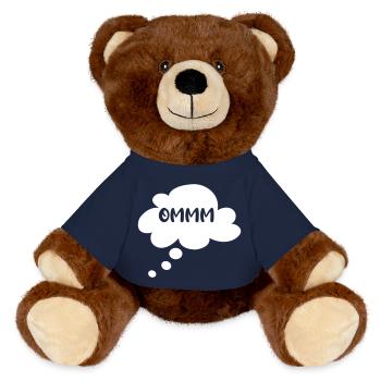 Om Wolke Denkblase Yoga Sprechblase Meditation - MiniFeet® RecycelBär® Braun - French Navy - Vorne