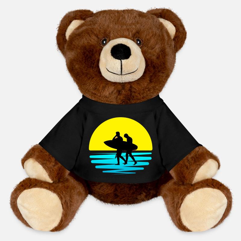 Surfen, Surfspot, Surfen - MiniFeet® RecycelBär® Braun - Schwarz